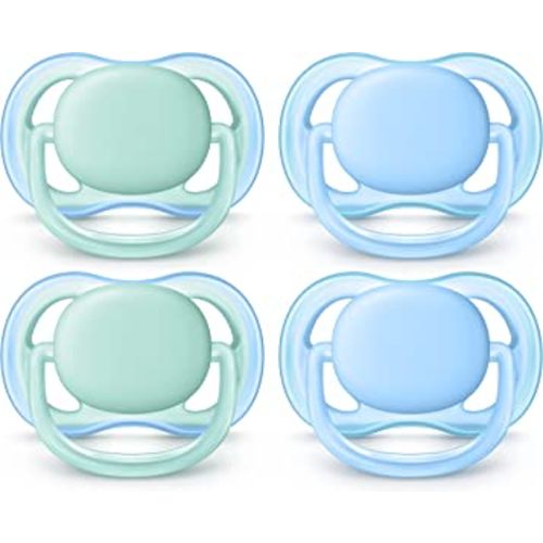 Philips AVENT Ultra Air Pacifier, 0-6 Months, Blue/Green, 4 Pack, SCF244/40