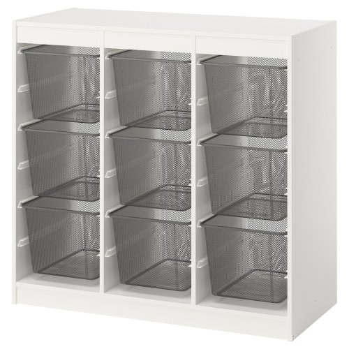 TROFAST Storage combination with boxes - room divider/white dark gray 39x17 3/8x37 "