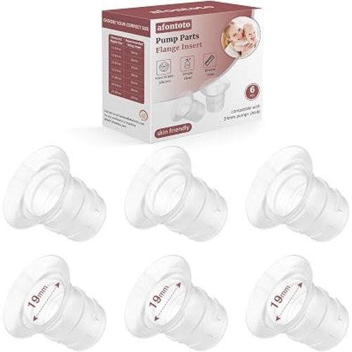 Flange Inserts 19mm for 24mm Flanges/Shields of Pumps, Flange Sizing Kit Compatible with Momcozy/eufy/Spectra/Medela/TSRETE Breast Pump, Replacement Pump Parts Reduce 24mm Tunnel Down to Correct Size