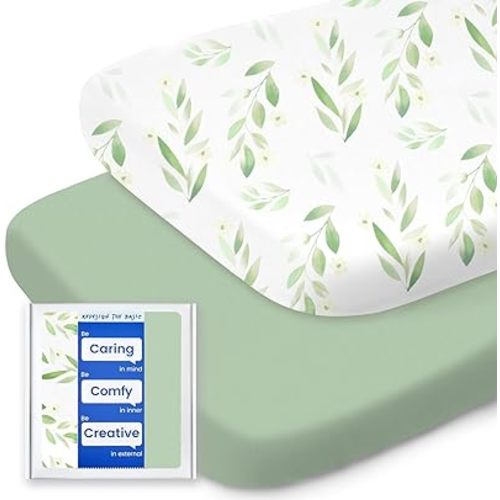 Bassinet Sheets for Baby Boy Girl, TotBasic Buttery Soft Universal Bassinet Fitted Sheet, Compatible with Halo, Mika Micky, Baby Delight, Dream On Me, Maxi COSI and More Bassinet Mattress(Greenleaf)