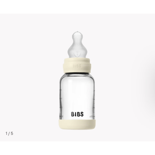 BIBS Baby Glass Bottle Set 4oz Silicone - Ivory | Smooth Feeding – Bibsworld store US