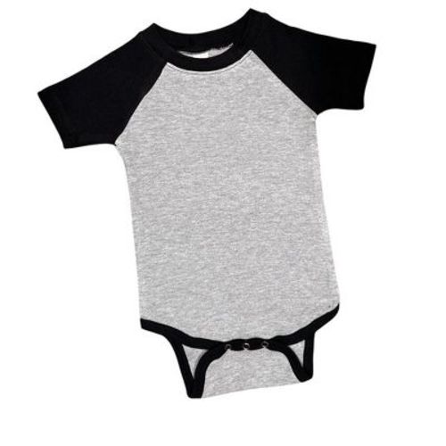 MONAG Infant Short Sleeve Raglan Bodysuit Heather/Black 6-12 m