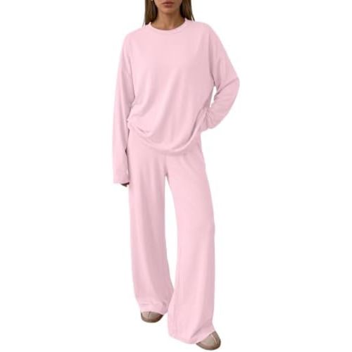 Trendy Queen Womens 2 Piece Fall Lounge Sets Oversized Tops Wide Leg Pants
