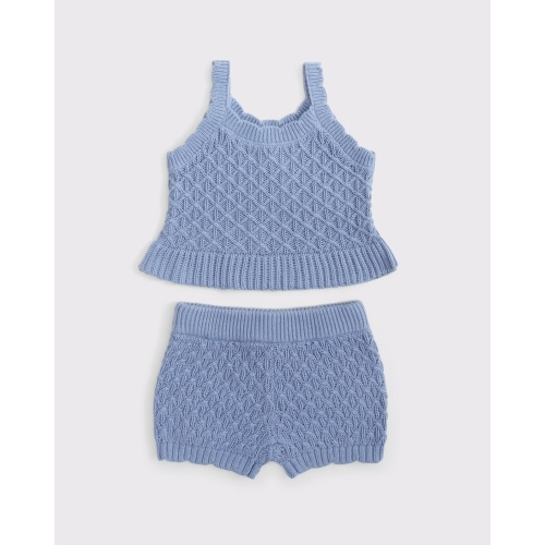 baby knit eyelet set