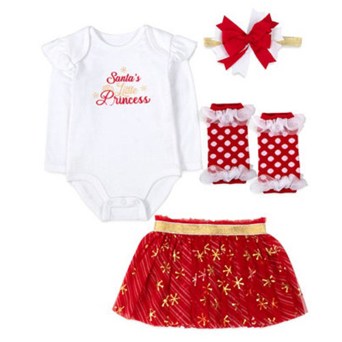 Baby Girls' Santa's Little Princess, 4-Piece Set