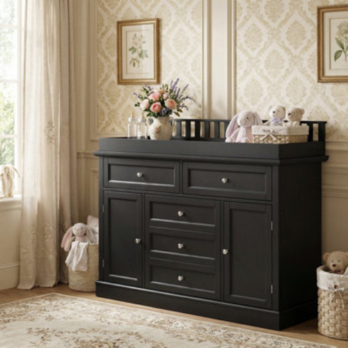 Lark Manor™ Creameans 5 Drawer Changing Table With 2 Cabinets & Reviews | Wayfair
