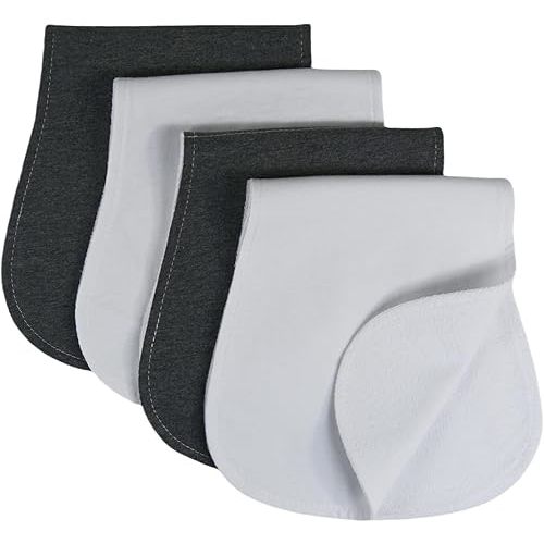 Baby Burp Cloths Baby Burp Set Curved Absorbent and Soft Valuable 4 Pack (Grey White)