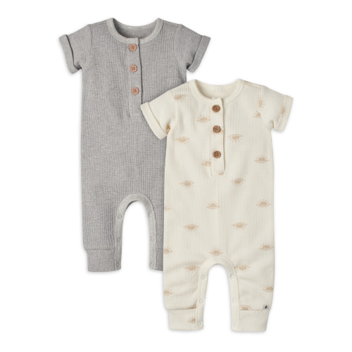 Modern Moments by Gerber Baby Girl Waffle Romper, 2-Pack, Sizes 0/3 -24 Months