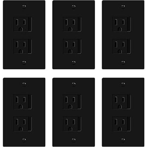 ENERLITES Child Proof Outlet Cover, Self-Closing, Fits Both Duplex and Decorator Outlet, Safety Design, Tamper-Resistant Socket Plug for Receptacle, Size 4.75" x 3.9", 8800-TR, Black 6 Pack