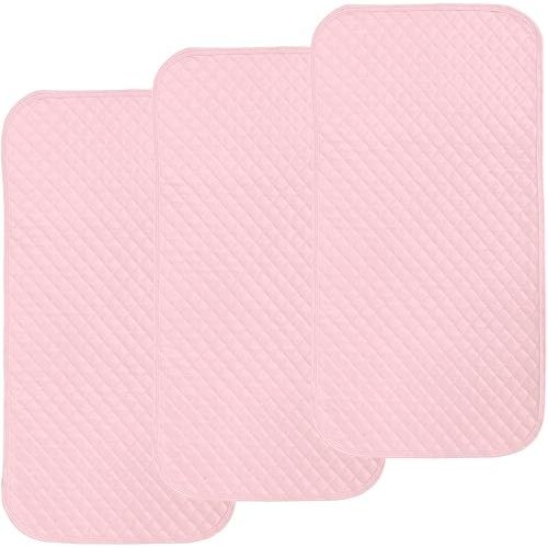 Pleasant Boulevard | Portable Waterproof Baby Changing Pad Liner, Washable Reusable Changing Table Cover Made with Breathable TPU, 27x13in (Pink, 3 Count)