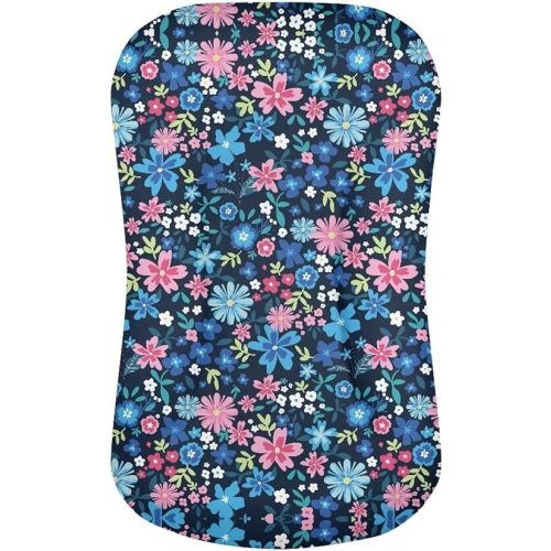 Blue Pink Floral Baby Lounger Covers for Newborn Baby Boys and Girls Stain Resistant Baby Crib Mattress Cover Easy to Clean