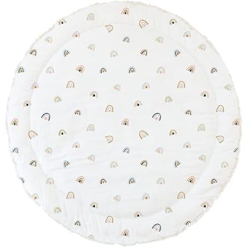 GOTS Certified Organic Cotton Play Mat (Round 48", Rainbow)