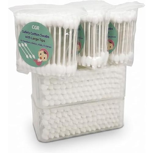 400pcs CGR Baby Safety Cotton Swabs with Large Tips for Newborn Babies Kids