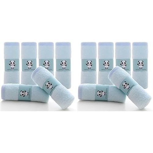 HIPHOP PANDA Baby Washcloths, Rayon Made from Bamboo - 2 Layer Ultra Soft Absorbent Newborn Bath Face Towel - Reusable Baby Wipes for Delicate Skin - Blue, 12 Pack