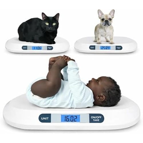 Smart Weigh Digital Baby & Pet Scale – Infant and Small Animal Weighing Scale for Newborns, Puppies & Cats – 44 lb Capacity, lb/oz/kg Display, Hold Function