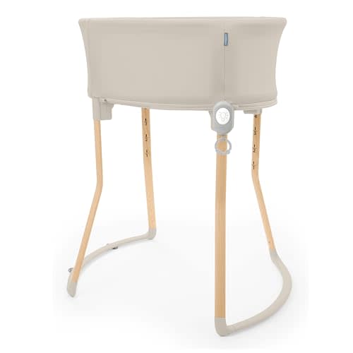 Ingenuity Right Height Adjustable Bassinet – C‑Section Friendly 4-Position Height, Breathable Mesh Sides, Soothing Sounds & Lights | Adjustable to you