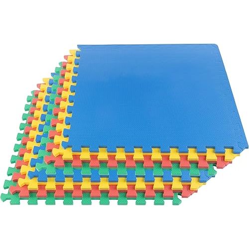 EVA Foam Mat Tiles - Interlocking Padding for Garage, Playroom, or Gym Flooring - Workout Mat or Baby Playmat by Stalwart