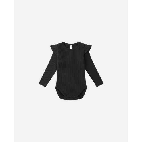 Shoulder Ruffle Bodysuit || Black