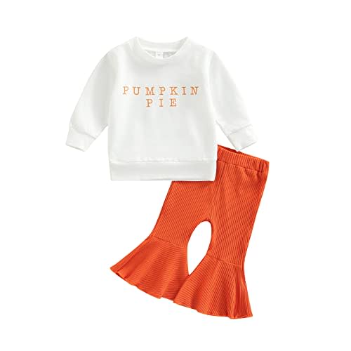 Toddler Baby Girl Halloween Clothes Pumpkin Outfits Set Pullover Sweatshirt Tops+Flare Pants Fall Winter Baby Clothes
