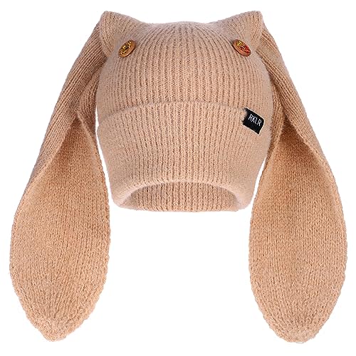 Cute Bunny Beanie Hats for Women Y2K Crochet Rabbit Winter Cap Warm Skull Cap Ski Hat Slouchy Hat