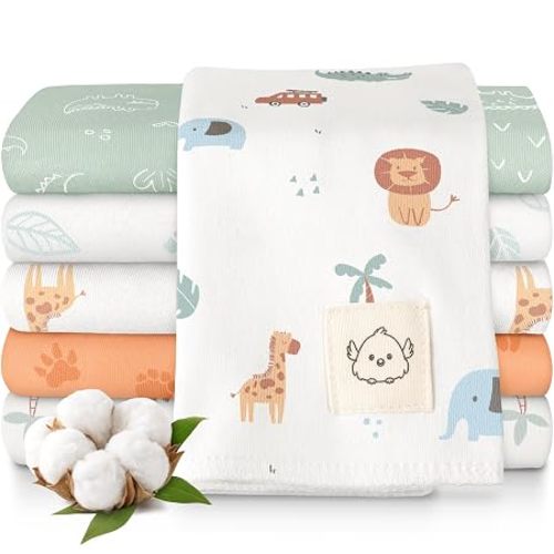 Organic Burp Cloths Baby Boy, Girl, 6-Pack Large Burping Cloths (Wilderness) | 100% Cotton Burp Clothes for Babies, Newborns Spit Up Rags, Super Soft, Absorbent Towels, Gender Neutral, Machine Washable