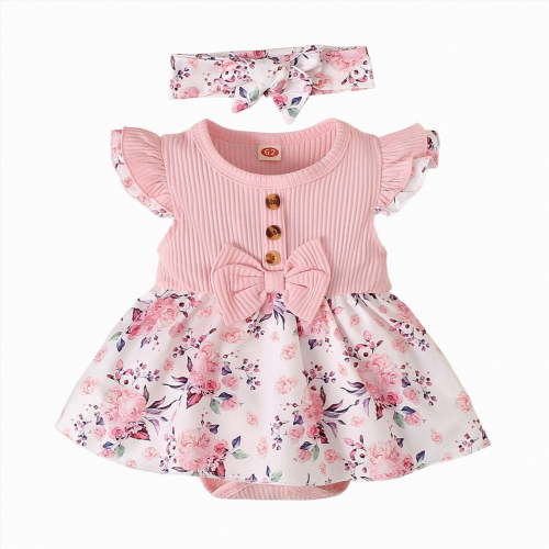 Gubotare Baby Dresses for Girls Newborn Baby Girls Romper Newborn Baby Girl Clothes 0 3 6 9 12 18 24 Months (Pink,0-3 Months)