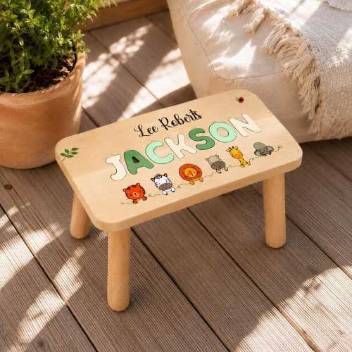 Personalized Kids Stool, Custom Name Wooden Chair for Toddler, Montessori Furniture, Nursery, Playroom & Patio Decor, Birthday Gift