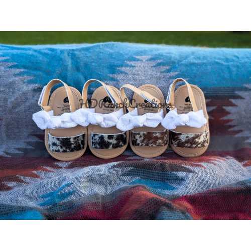 Cowhide Baby Sandals - Cowgirl Baby Shower