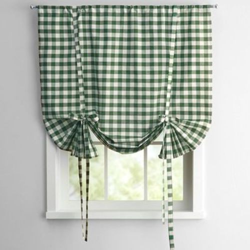 Buffalo Check Plaid Gingham Tie-Up Window Single Curtain by Sweet Home Collection®