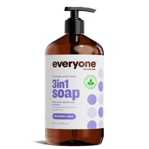 EO Everyone Lavender & Aloe 3-in-1 Foaming Clean Shower Gel, Body Wash, Bubble Bath, Shampoo, 32 Oz