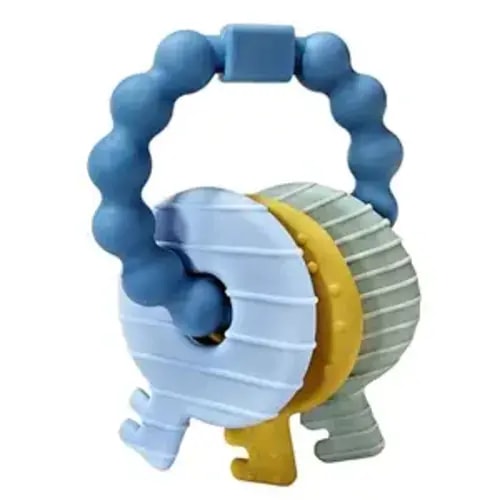 Baby Keys Teether Toys,Silicone Teething Toys for 3+ Months,Teething Keys Toy for Infants-Soft & Raised Texture to Soothe Gums,BPA Free (Deep Blue)