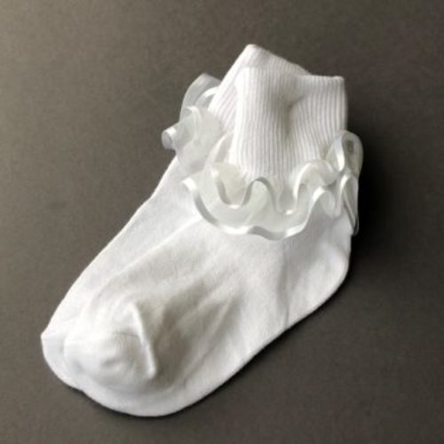 6mo Temple Sealing Frilly Baby Socks #2177 | White Elegance