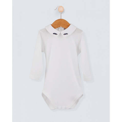 Italian Embroidered Navy Car Onesie - FLEURISSE - 12/18M