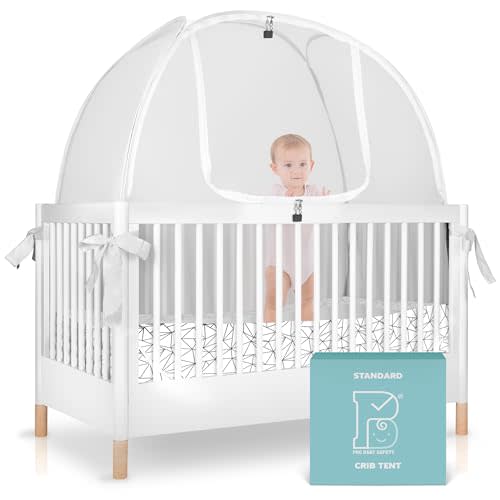 Breathable Mesh Crib Tent to Keep Baby from Climbing Out, Crib Net Canopy with Auto-Lock Zipper and Safety Latch, Crib Net to Keep Baby in, Crib Cover for Safety (Mosquiteros para Cunas de Bebes)