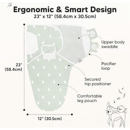 3-Pack Organic Baby Swaddle Sleep Sacks - Swaddles for Newborns, Infant 0-3 Months, Baby Girls, Boys, Soft & Snug Newborn Sleep Sack, Nursery Swaddling Blankets (Bunnies, OS)