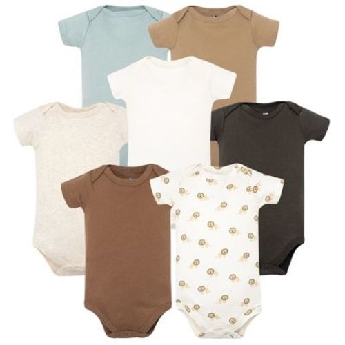 Hudson Baby Infant Boys Cotton Bodysuits 7-Pack, Brave Lion Basic, Newborn