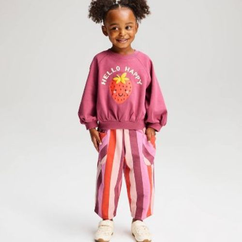 Baby Girls' Strawberry Striped French Terry Top & Pants Set - Cat & Jack™ Mauve 12M