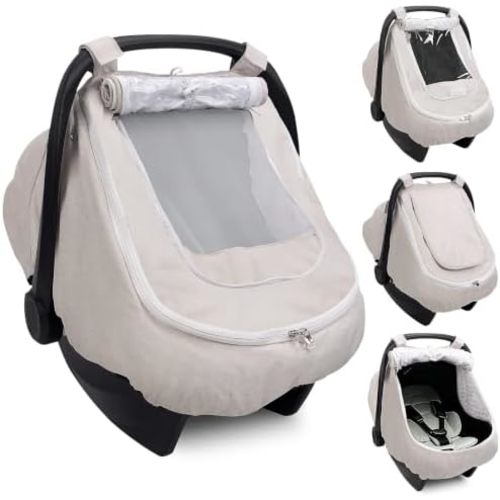 Waterproof Baby Car Seat Cover Canopy for All Weather - Beige