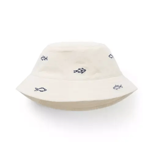 Boy Light Khaki Embroidered Fish Bucket Hat by Janie and Jack