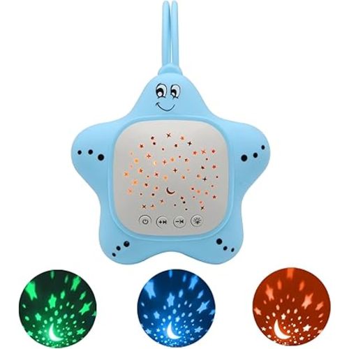 Portable White Noise Machine for Travel | Rechargeable Baby Sleep Aid with Soothing Star Projector & Calming Sound Music, Ideal for Nursery, Car, Crib On-The-Go