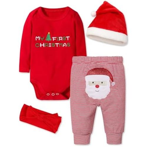 Baby Girl Boy Christmas Outfit My 1st Christmas Baby Boy Infant New Year 4 Pcs Set