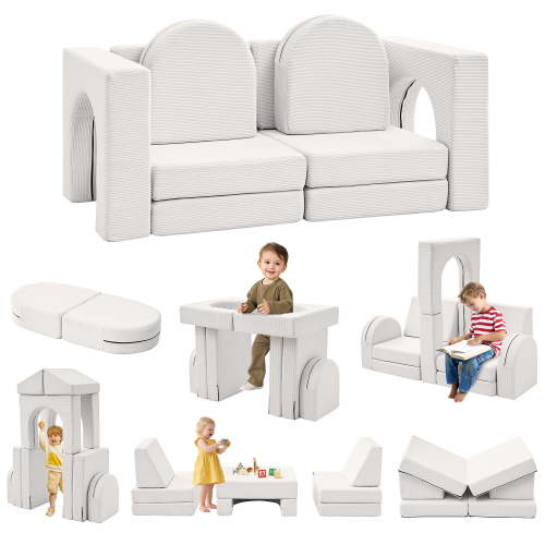 Linor 10PCS Modular Kids Play Couch, Indoor Kids Sofa for Boys and Girls