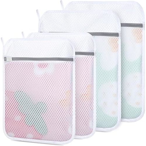 4-Pack Durable Honeycomb Mesh Laundry Bags for Delicates, 2M + 2L