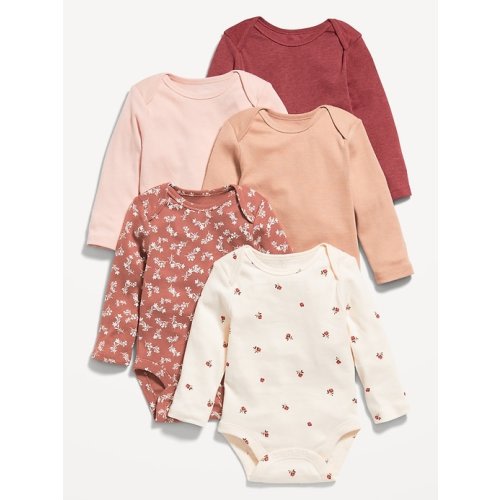 5-Pack Unisex Long-Sleeve Bodysuit for Baby