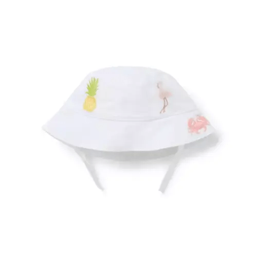Baby White Tropical Icon Baby Tropical Icon Bucket Hat by Janie and Jack