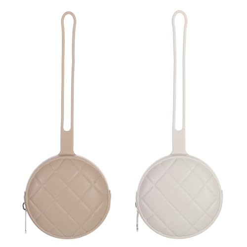 Pacifier Holder Case, Soft Silicone Portable Pacifier Clip and Accessory Pouch for Newborn Baby, BPA Free (Sand + Light Grey)