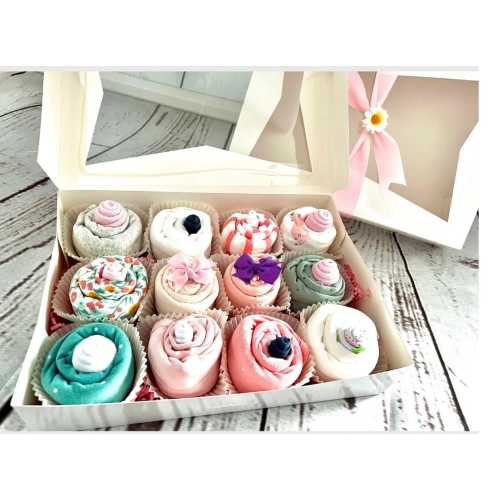 Baby Shower Gift Basket Girl New Baby Gift Basket Bodysuit Cupcakes Bestseller Baby Shower Gift Baby Boy Gift Set Newborn Gift 24 Pieces