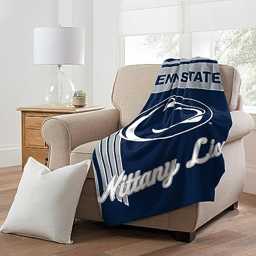 Penn State Nittany Lions 46" x 60" NCAA Officially Licensed Throw Blanket – Super Soft Lightweight Fleece Blanket for Game Day, Dorms, Couch, Travel & Tailgating Comfort