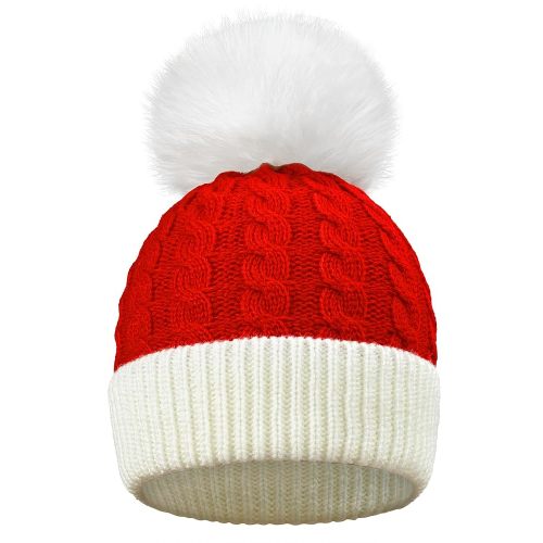 Christmas Knit Santa Hat Baby Knitted Beanie Hat for Infant Toddler 0 to 3 Years Old Red