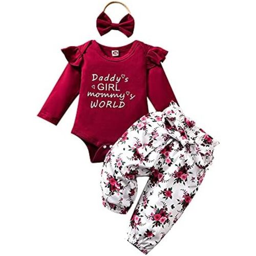 Newborn Infant Baby Girl Clothes Fall Winter Outfits Infant Romper Pants Cute Baby Girls Clothes